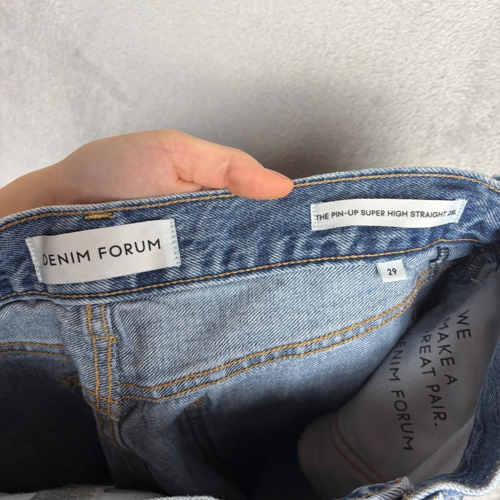 Denim Forum The Pin-Up Super High Straight Blue Jeans Cotton 28L Medium Wash - Picture 3 of 8